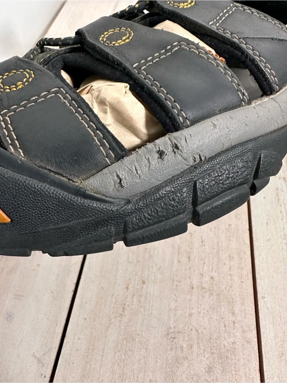 Keen Men’s Newport H2 Black leather Sandals W/Yellow Stitching protected toe cap